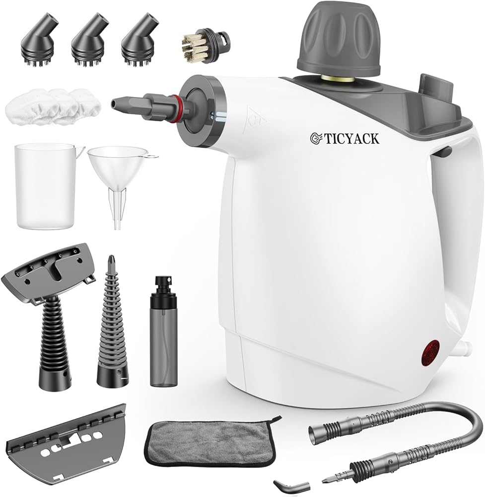 TICYACK Steam Cleaner Handheld for Home-500ml Large Capacity Steam Cleaner with 16 Accessories, Auto Continuous Steam &amp; Safet