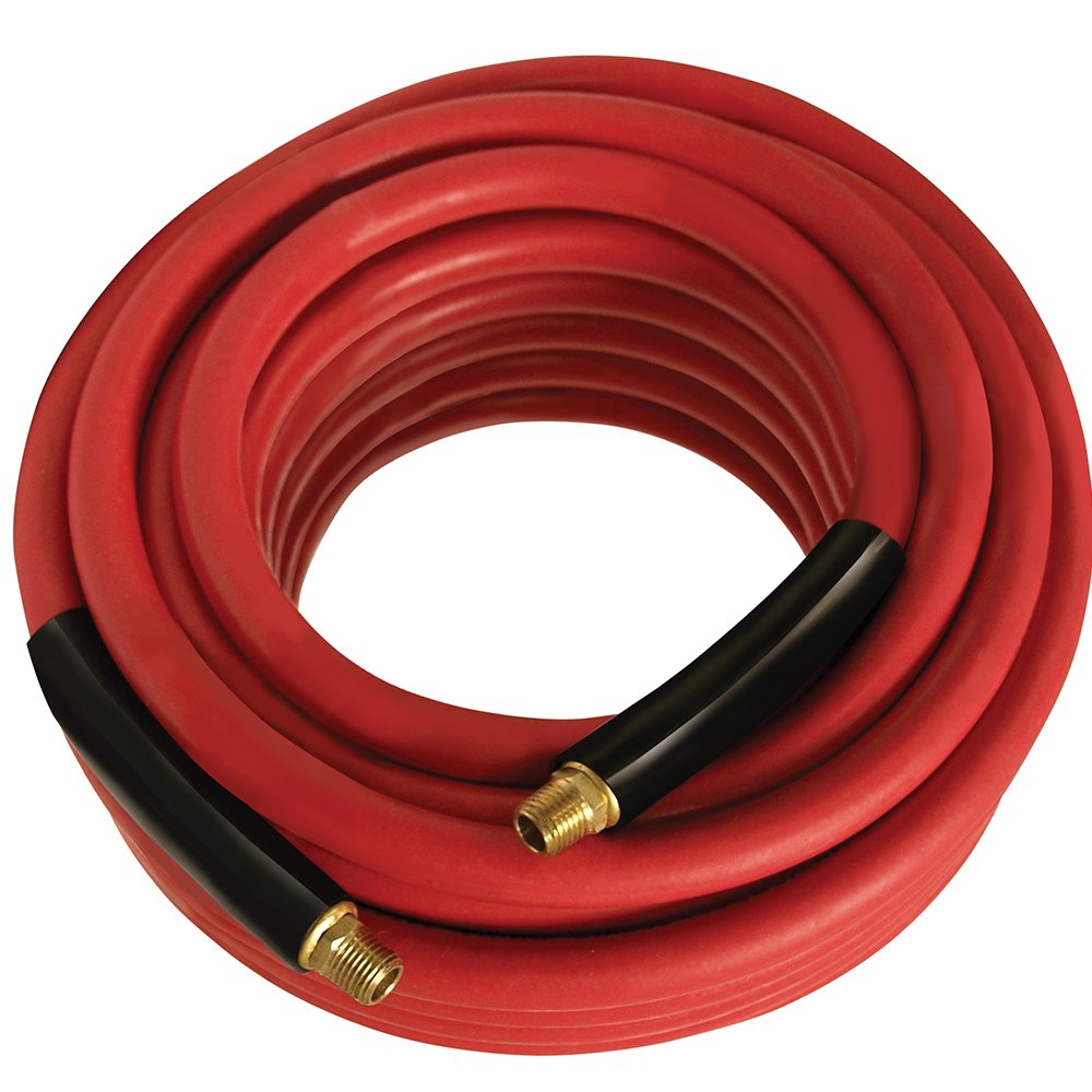 Apache 98108944 3/8" x 100' 300 PSI Red Rubber Air Hose Assembly with 1