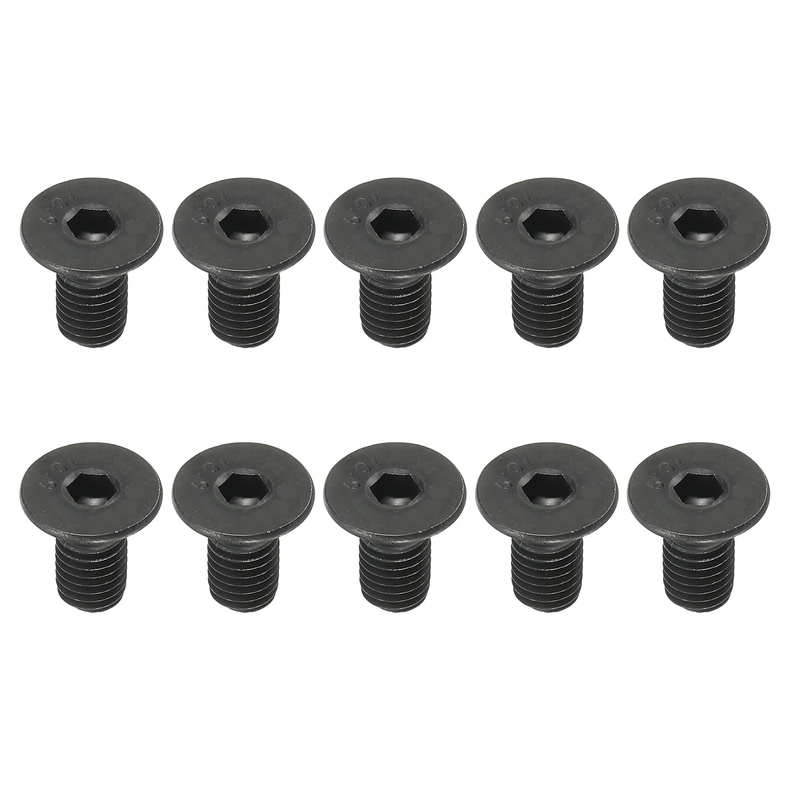 PATIKIL M10 x 20 mm Flat Head Socket Cap Screws, 10 Pack Flat Countersunk Bolts Medium Carbon Steel Hex Socket Drive Machine Screws Full Thread Black Oxide Grade 10.9