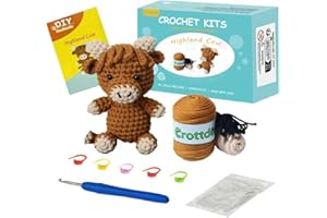 Crottder Crochet Starters Kit - Highland Cow Beginner Crochet Kits, Friendly Yarn with Step-by-Step Video Tutorial, Instructi