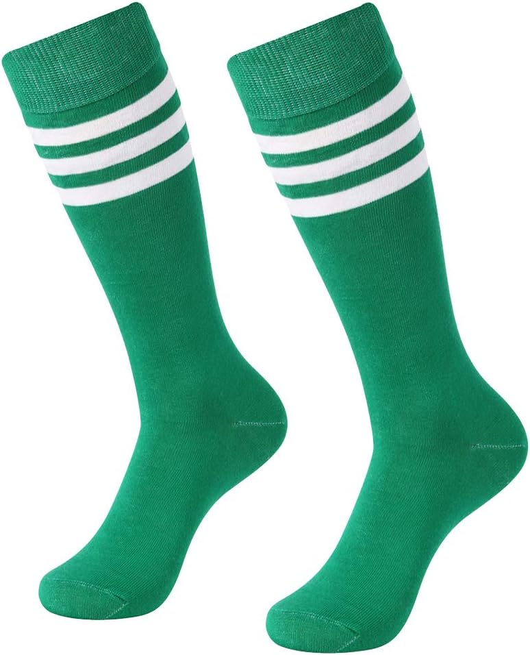 Soccer Socks, SUTTOS Unisex Cotton Knee High Triple Stripe Football Team Socks Athletic Tube Sock 2-10 Pairs