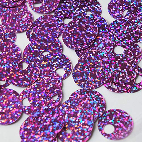 Large Hole Round Sequin 20mm Orchid Light Purple Hologram Glitter Sparkle. Couture Paillettes. Made in USA