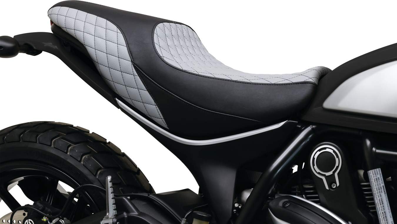 Fog Grey Mustang 740 Revere Journey One Piece 2 Up Motorcycle Seat With Diamond Stitching For
