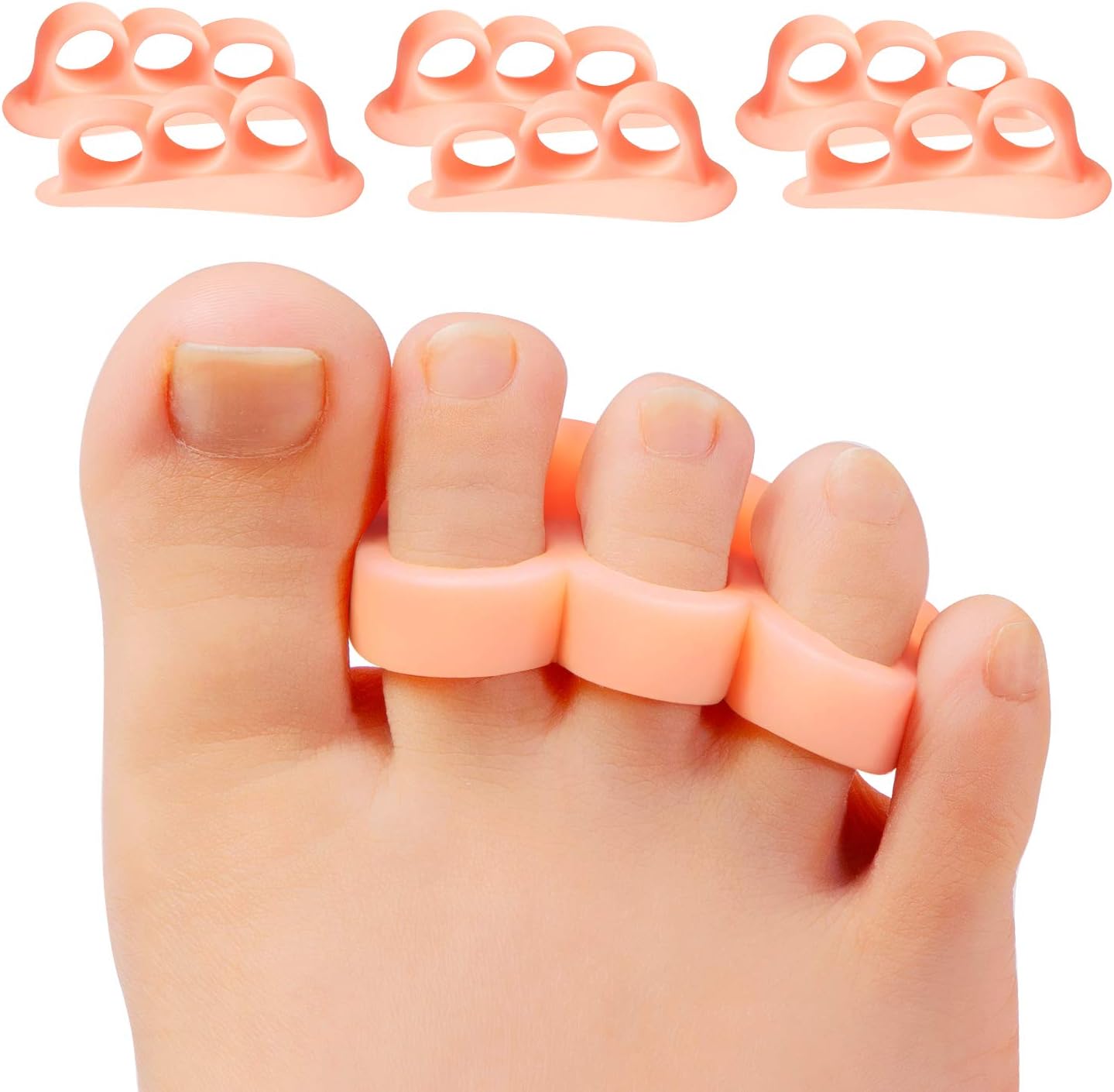 Promifun Gel Toe Separators, 6 Pack of Toe Spacers, Toe Straightener for Men and Women Bunions, Hammer Toe, Overlapping Toe