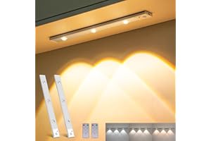 KANHIRO LED Motion Sensor Cabinet Light - Upgraded Remote Control 3 Light Modes Stepless Dimming Under Closet Lights 15.8”, USB Rechargeable Magnetic Lights for Kitchen Wardrobe Cupboard Office 2pcs