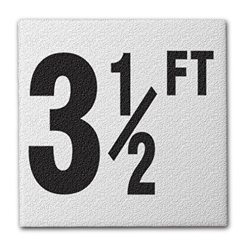 Ceramic Swimming Pool Deck Depth Marker " 3 1/2 FT " Abrasive Non-Slip Finish, 4 inch Font