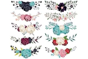 Flowers DIY Badges Printing for Cloth Bag T-Shirt Fabric Clothes Patches Applique Iron On Patche Heat Transfer Sticker(A,Colo