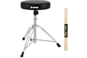 Donner Drum Throne Upgraded, Padded Drum Seat Portable Height Adjustable Drumming Stools for Kids & Adult