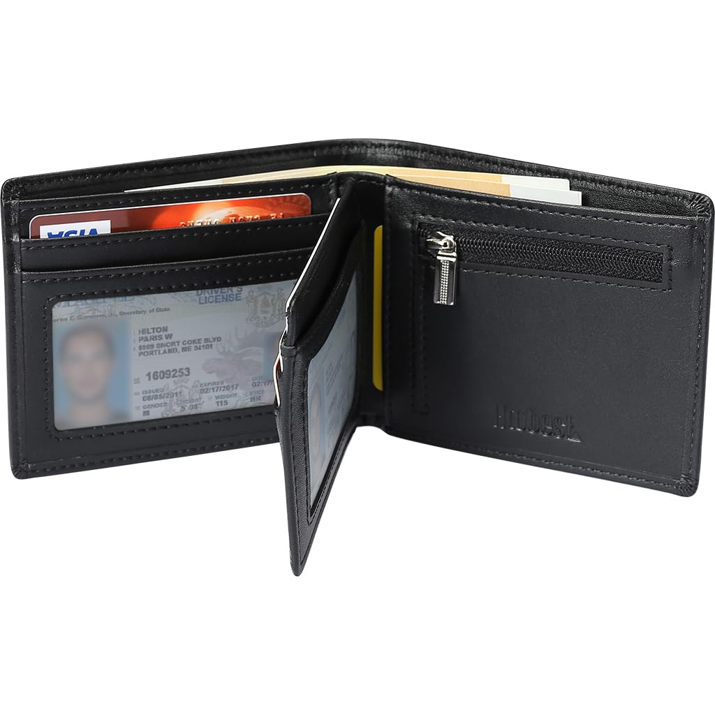 Hoobest RFID Blocking Genuine Leather Wallet Excellent as Travel Case Credit Card Protector Wallets for Men with Coin Pocket