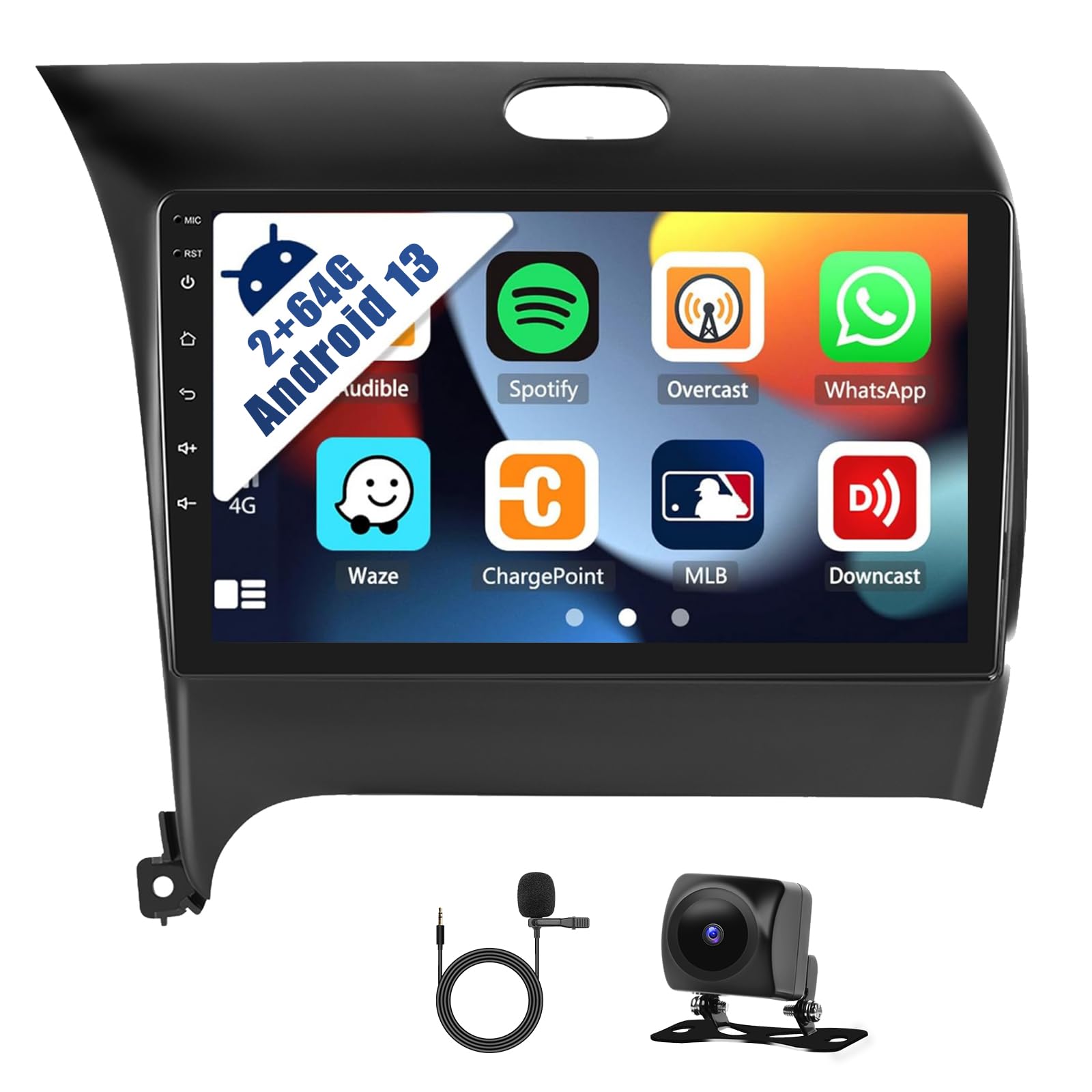 View 1 of ***PARTS ONLY***CAMECHO 2+64G for KIA Forte Cerato K3 2013-2018 Android 13 Car Stereo with Wireless Apple CarPlay Android Auto 9" Touch Screen with Backup Camera GPS Navigation HiFi WiFi Bluetooth FM RDS Head Unit