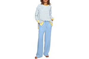 ETCYY NEW Lounge Sets for Women 2 Piece Outfits with Side Split Sweatshirt Tops and Wide Leg Sweatpants