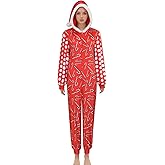 Siwoaxae Adult Christmas Costumes One Piece Gingerbread Man Pajamas for Women Men Jumpsuit Halloween Holiday Outfit Sleepwear