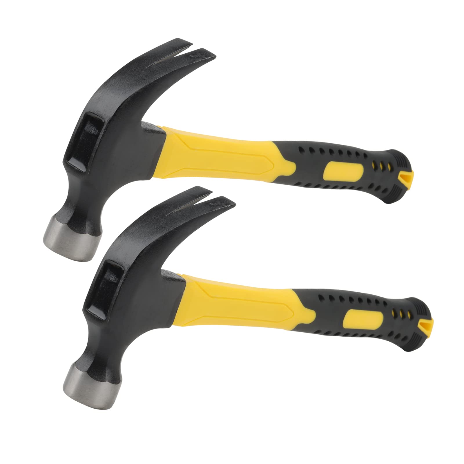 KEILEOHO 2 PCS 16oz Claw Hammer, 12 Inch Steel Curved Claw Hammer, 450g Straight Claw Hammer for Indoor Outdoor Using