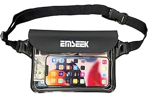 EMSEEK Waterproof Waist Pouch Dry Belt Bag Fanny Pack Keep Your Key Fob Wallet Kindle Phone Dry Perfect For Swim Surf Snorkel(Black)