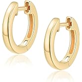 Jewlpire 14K Gold Plated Hoop Earrings for Women with 925 Sterling Silver Post, Lightweight Small Hoop Earrings 15mm/20mm Huggie Hoop Earrings