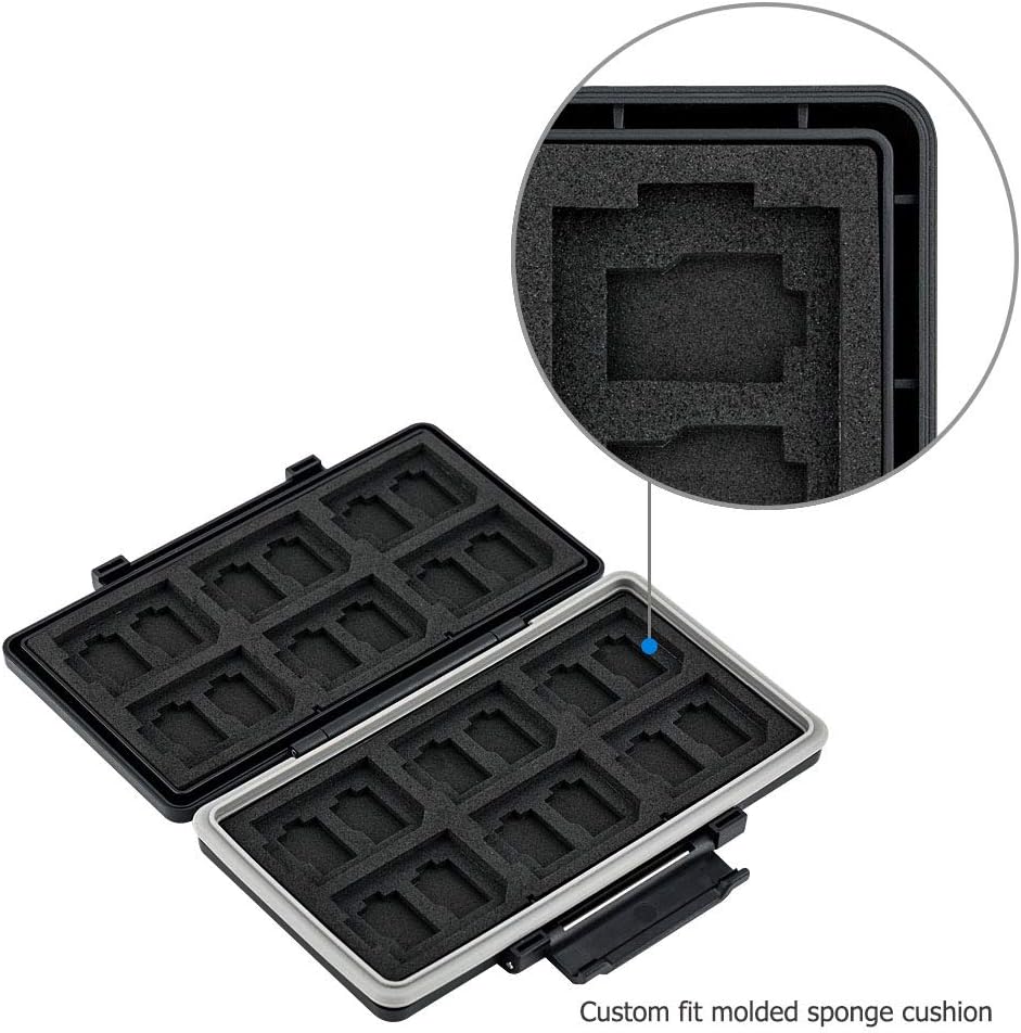 JJC 36 Slots SD Card Holder Water-Resistant Memory Card Carrying Case Storage for 24 Micro SD + 12 SD SDHC SDXC Cards - Image 4