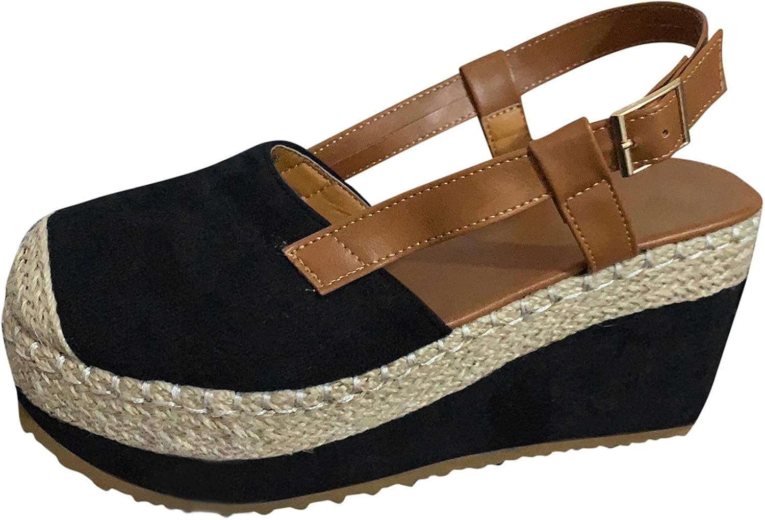 kakina Womens Espadrille Summer Wedge Sandals Closed Toe Vintage