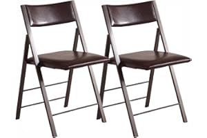 FUNROLUX Folding Chairs with Cushion 2 Pack - Heavy Duty Steel Frame Foldable Dining Chairs, Waterproof Leather Indoor Outdoo