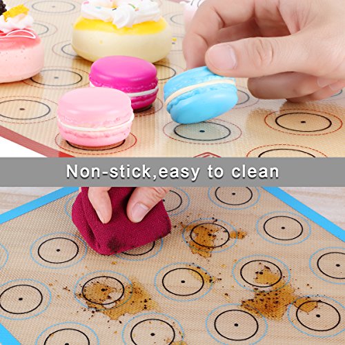 Non Sitck Silicone Baking Mat Macaron Sheet - Set of 3-2 Half Sheet Mats and 1 Quarter Sheet Liner,For Bake Pans/Pizza/Cookie and Bread Making,By Super Kitchen