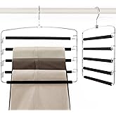 TOPIA HANGER Pants Hangers Space Saving, 2-Pack Swing Arm Pants Organizer for Closet, Non-Slip Foam Padded Organizer Hanger for Multi Slacks, Jeans, Trousers, Skirts, Scarfs, Black-CT08B