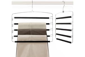 TOPIA HANGER Pants Hangers Space Saving, 2-Pack Swing Arm Pants Organizer for Closet, Non-Slip Foam Padded Organizer Hanger for Multi Slacks, Jeans, Trousers, Skirts, Scarfs, Black-CT08B