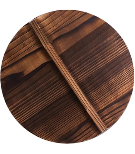 STOBAZA Wooden Wok Lid – Round Wood Pan Cover For Frying Skillets, 18cm Diameter (Natural Cedar)