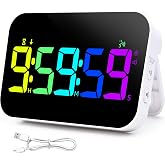 TXL Kitchen Timer for Cooking, Rechargeable Digital Magnetic Timer with Large LED Display, Loud Alarm, Sound Countdown, 4 Volume Levels and 3 Brightness for Classroom, Study (RGB)