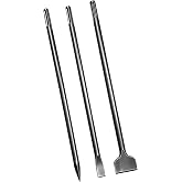24 Inch SDS Max Chisel 3 Piece Set,Point Chisel,1" Flat Chisel and 3" Scaling Chisel,40Cr Steel SDS Max Rotary Hammer Drill Bits for Demolition Work on Concrete,Brick,Stone and Masonry