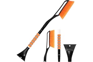 37" Ice Scraper and Extendable Snow Brush for Car Windshield, Aluminum Body Snow Scraper and Brush with Ergonomic Foam Grip f