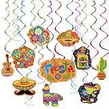 Unomor 35PCS Cinco De Mayo Decorations, Hanging Swirl Foil Decor for Mexican Fiesta Party Supplies, Fiesta Decorations, Mexican Sombrero Taco Party Décor, Dia De Muertos.