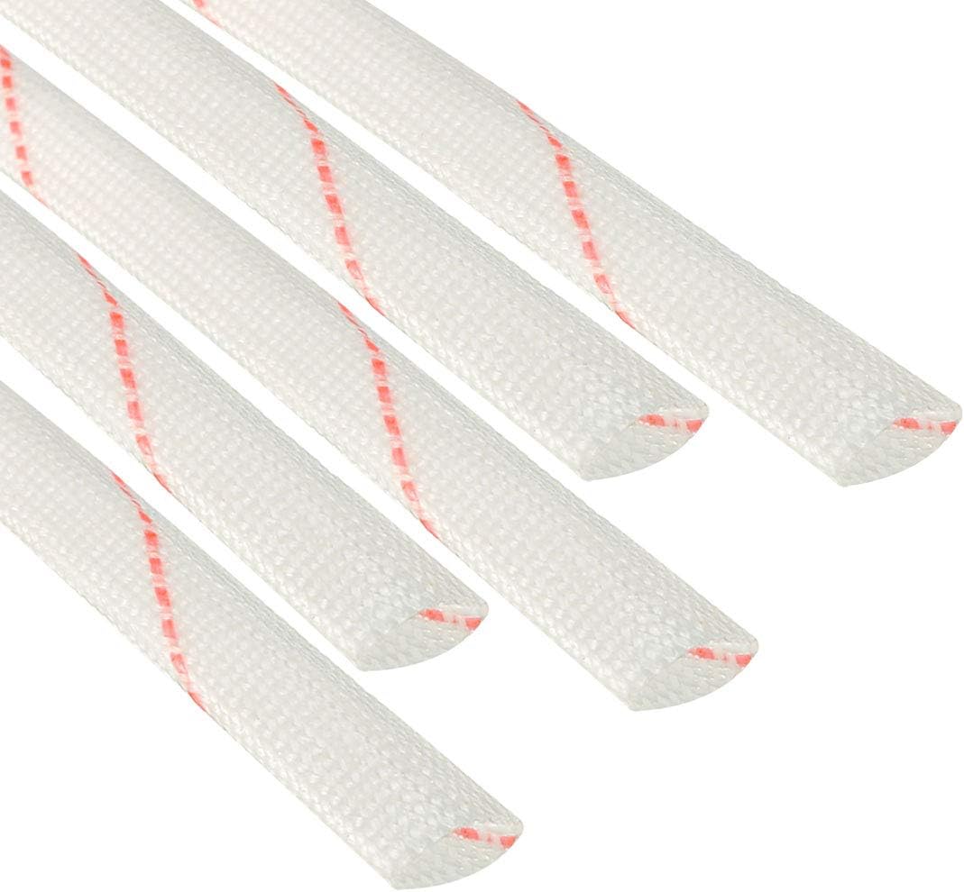 sourcing map 5pcs Fiberglass Heat Shield Sleeve 8mm(5/16-inch) ID x 2.89ft Adjustable PVC Silicone Fiberglass Sleeve Pipe