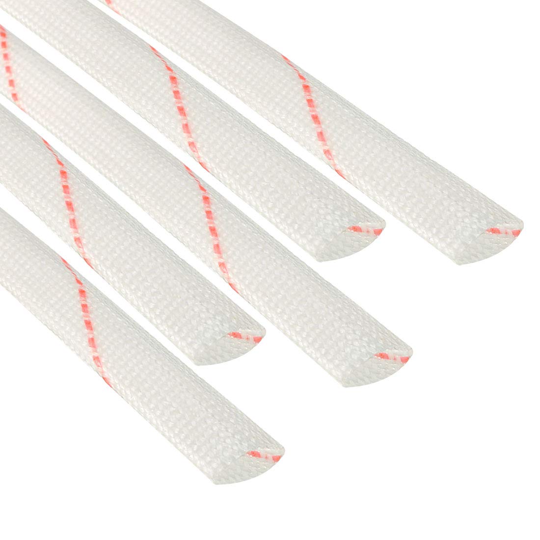 sourcing map 5pcs Fiberglass Heat Shield Sleeve 8mm(5/16-inch) ID x 2.89ft Adjustable PVC Silicone Fiberglass Sleeve Pipe