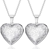 Kawailay 2 Pcs Locket Necklace that Holds Pictures Stainless Steel Locket Pendant Necklace Image Chain Necklaces for Women