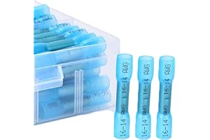 Premium Heat Shrink Butt Connectors, 100pcs 16-14 AWG Waterproof Wire Connectors, Blue Heat Shrink Connectors for Automotive,