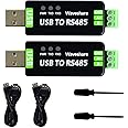 2PCS Waveshare Industrial USB to RS485 Converter with Original FT232RL and SP485EEN Embedded Protection Circuits for Industrial Control Equipments and/or Applications