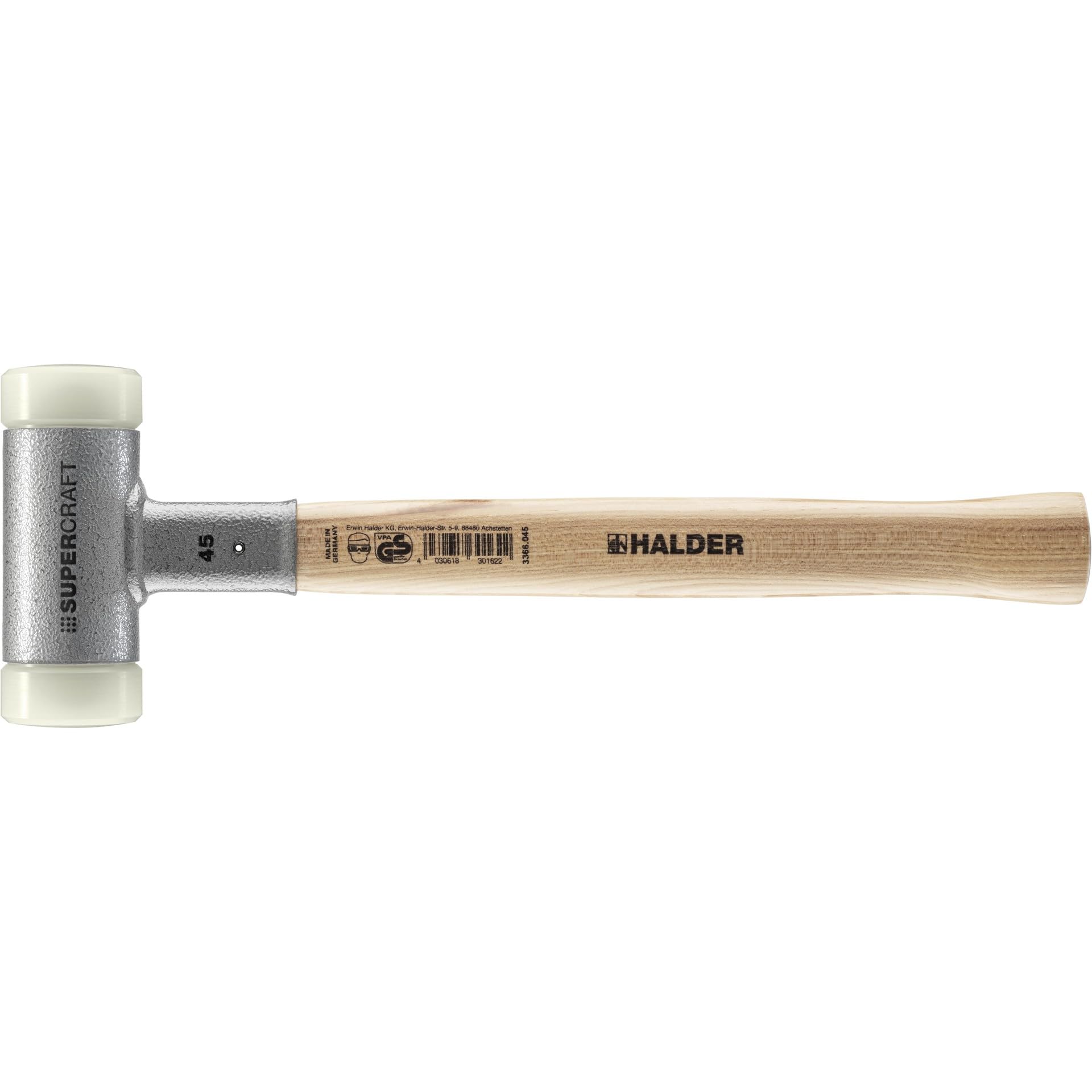 Halder 3366045 Nylon Mallet with Vibration-Reducing, Multi-Colour, 45 mm — image 1