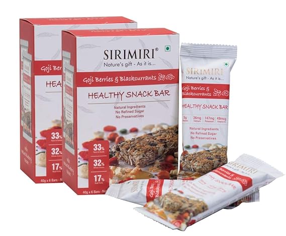 SIRIMIRI Nutrition Bar - Goji Berries & Blackcurrants - Pack of 12 (Each 40 gm)