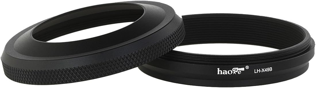 Haoge LH-X49B 2in1 Metal Ultra-Thin Lens Hood Shade with Adapter Ring for Fujifilm Fuji FinePix X100 X100S X100T X70 X100F DSLR Camera Black Replace Fujifilm LH-X100 AR-X100 LH-X70 - Image 3