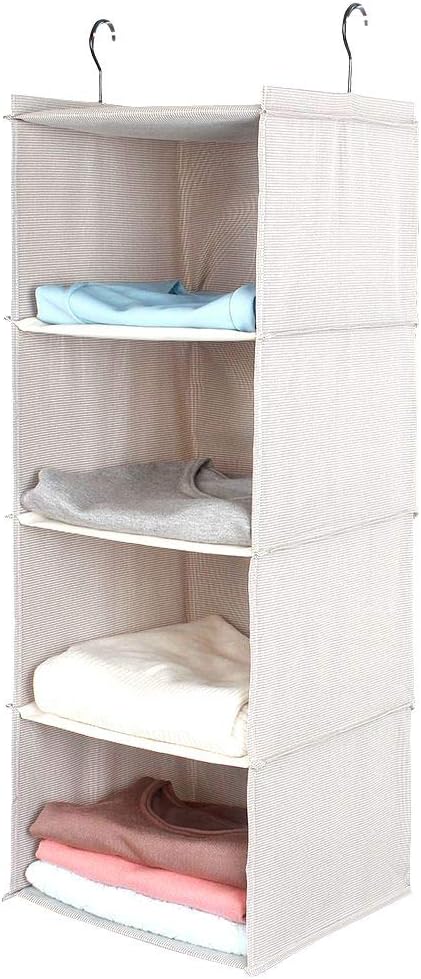 BrilliantJo Hanging Closet Organizer 4 Shelves Beige 31.5 x 12 x 12 in