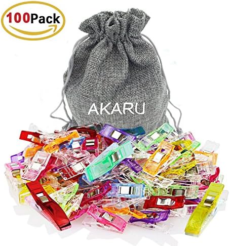 Wonder Clips,100 Pack Sewing Clips (75 Small + 25 Jumbo), Quilting Clips, Clips for Sewing Quilting, Plastic Sewing Clips, Vibrant Colors, All Purpose Craft Clips for Sewing and More by Akaru