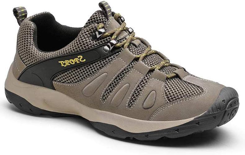 Amazon Nji スポーツシューズ 登山靴 ソフト 防水 防滑 メンズ ハイキング カジュアル 滑り止め 穏やか 牛革 ゴム レザー 快適 カーキ 26 5cm 通気性 日常 ゴム 衝撃吸収性 ファッション ソフト ソフト レザー Nji クライミング