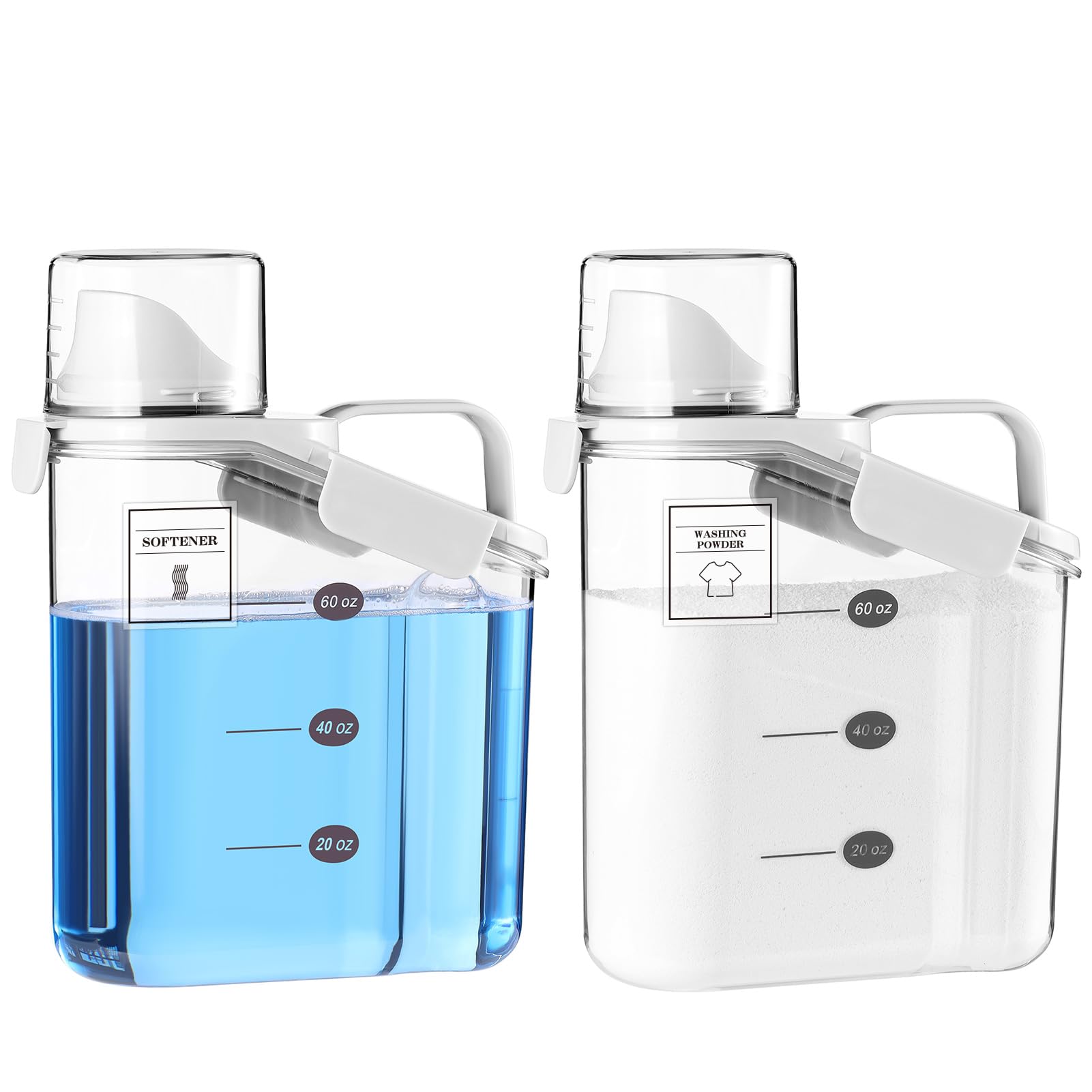 Detergent-Dispenser,60oz Detergent Container,Liquid Detergent Holder, Laundry Detergent Dispenser for Laundry Room Organization with 6 Labels,2 Pack