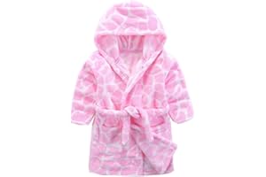 BEST FOR ALL Girls Robes, Plush Soft Coral Fleece Animal Print Hooded Bathrobe for Kids Boys