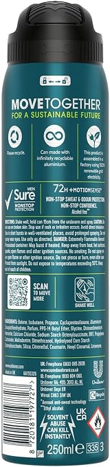 Sure Men 72H Antiperspirant Deodorant Body Spray 250ml - Fragrance Fresh Sporty view 7