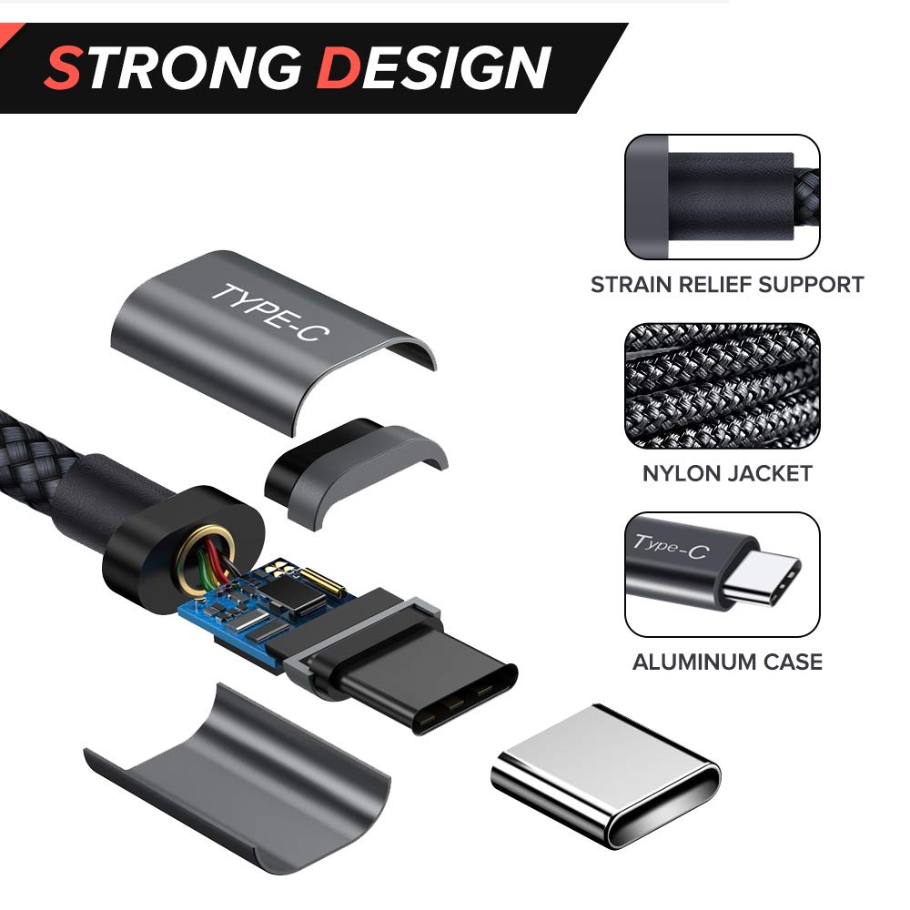 USB C Cable, Elegear USB Type C Cable to USB 2.0 [Certified] 6ft Braided Nylon Fast Charging Cable for Samsung Galaxy S9 / S9+, Huawei P20 / M20, Sony Xperia XZ, Nintendo Switch and More (Grey)