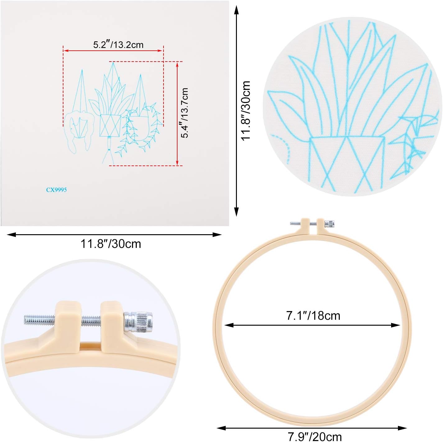 MWOOT Full Range Embroidery Starter Kit, DIY Cross Stitch Stamped Embroidery Kit for Adults Beginner Starter (Plants Flowers) - Image 4