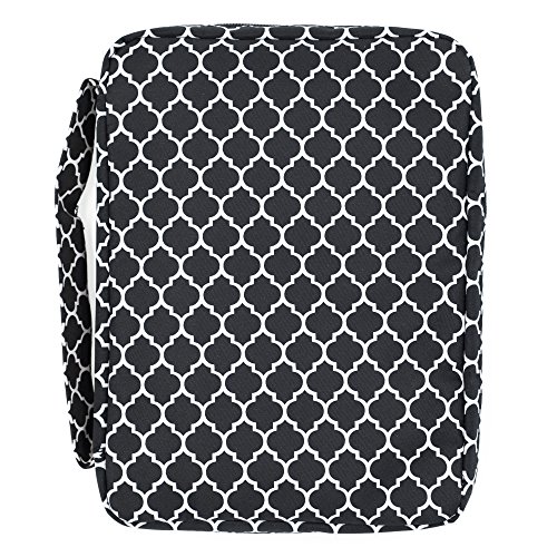 Bible Covers for Women, Colorful Trellis Patterned Book Cover with Pockets and Handle, Bible Covers for Teens, Girls (Black)