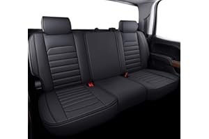 YIERTAI Silverado Sierra Rear Seat Covers for 2007-2023 2024 2025 1500/2500/3500 HD Pickup Waterproof Leather Crew Double Extended Cab Back Seat Protectors(1 Rear Seat Cover/Black)