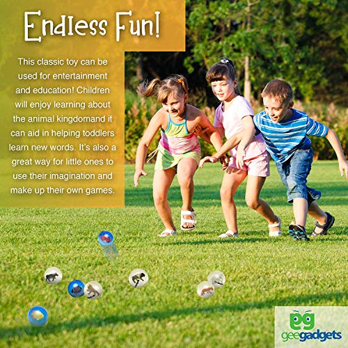 12 Clear Bouncy Balls with Fish - Mini Rubber Bouncing Ball Toys with Marine Animals Inside - Great Gift for Kids Party Favors, Prizes and Rewards – Large - by Gee Gadgets - Thumbnail 6