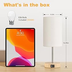 AKASUKI Table Lamp for Bedroom, 3 Way Dimmable